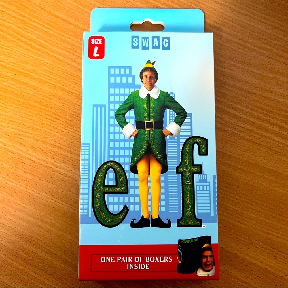 Christmas Swag - ELF (Will Ferrell) Men’s Boxer Briefs Size Large! Fun gift!